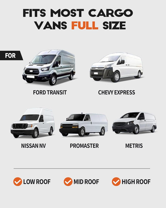 Lockable Van Shelving System with Door Fit for Ford Transit, RAM ProMaster, Chevy Express, Nissan NV, Sprinter, Low/Mid/High Roof, 42" W x 46" H x 13" D, Steel