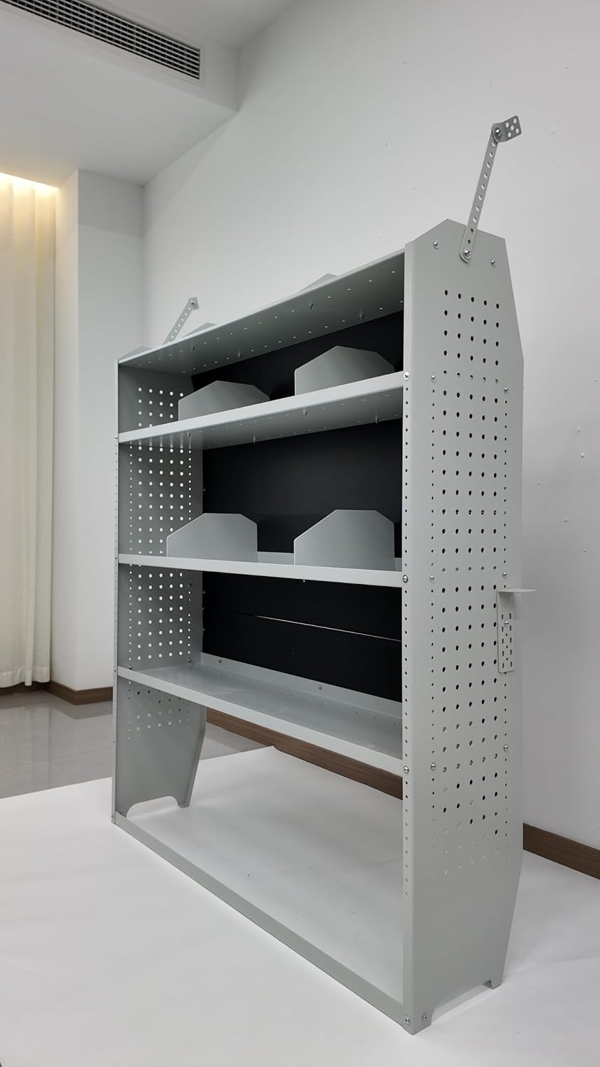 42" W x 60" H x 13" D Van Shelving, Light Gray | Fit for Ford Transit, Promaster, Sprinter, Chevy Express, Mid/High Roof, Cargo Van Shelving Storage System