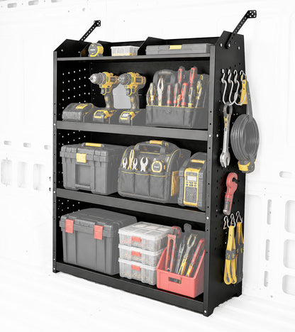 Van Shelving Fit for Ford Transit, RAM ProMaster, Chevy Express, Nissan NV, Sprinter, Low/Mid/High Roof, 32" W x 46" H x 13" D, Steel, Cargo Van Shelving Storage System