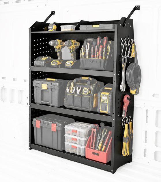 Van Shelving Fit for Ford Transit, RAM ProMaster, Chevy Express, Nissan NV, Sprinter, Low/Mid/High Roof, 32" W x 46" H x 13" D, Steel, Cargo Van Shelving Storage System