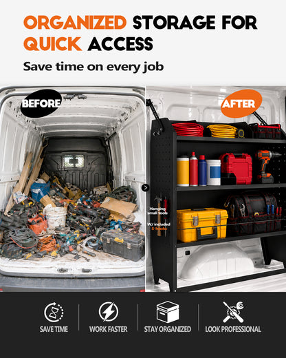 42" W x 43" H x 13" D Cargo Van Shelving, Heavy Duty Steel | Fit for Ford Transit Connect, Ram ProMaster City, Nissan NV200, Chevy City Express | Cargo Van Shelving Storage System