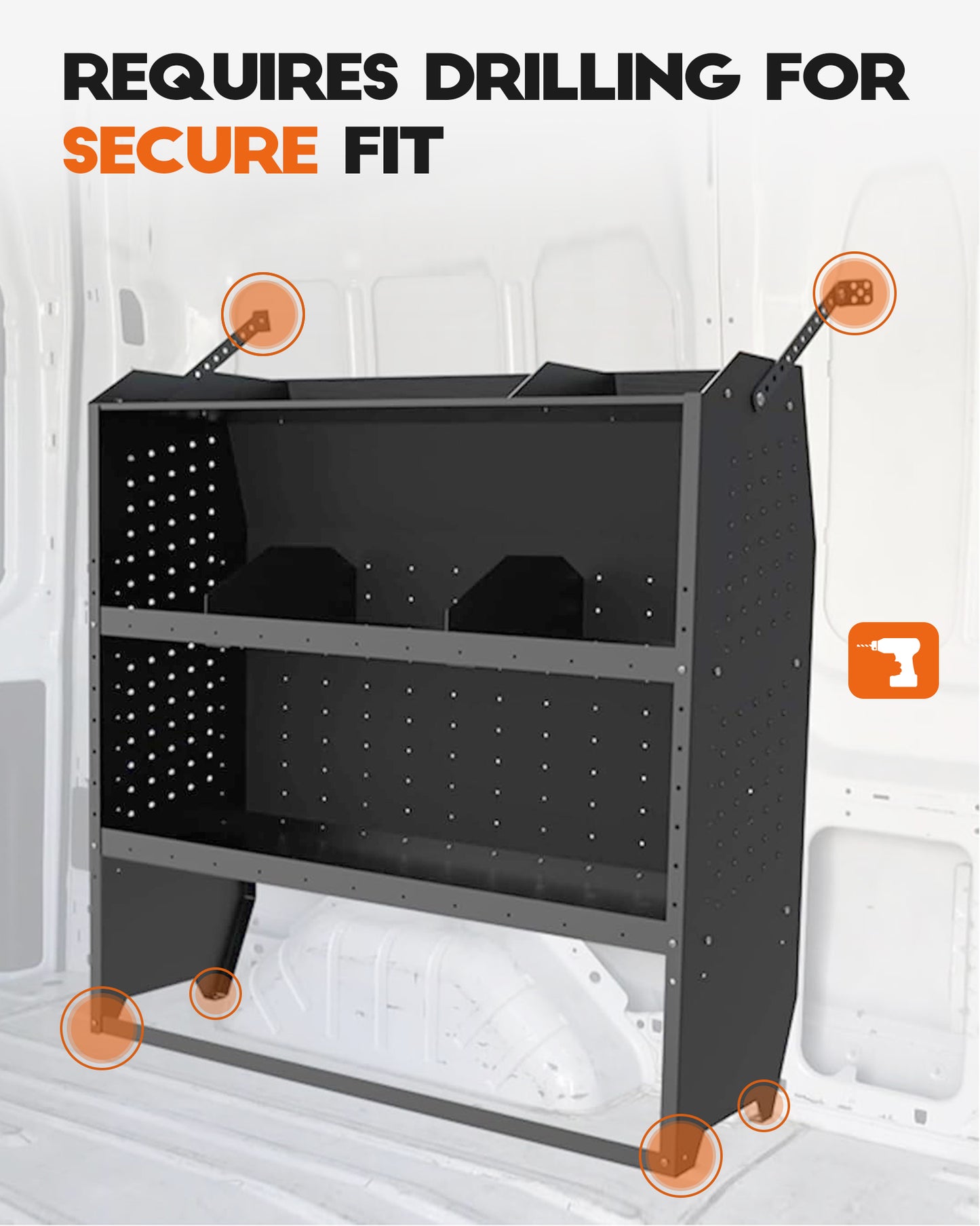 42" W x 43" H x 13" D Cargo Van Shelving, Heavy Duty Steel | Fit for Ford Transit Connect, Ram ProMaster City, Nissan NV200, Chevy City Express | Cargo Van Shelving Storage System