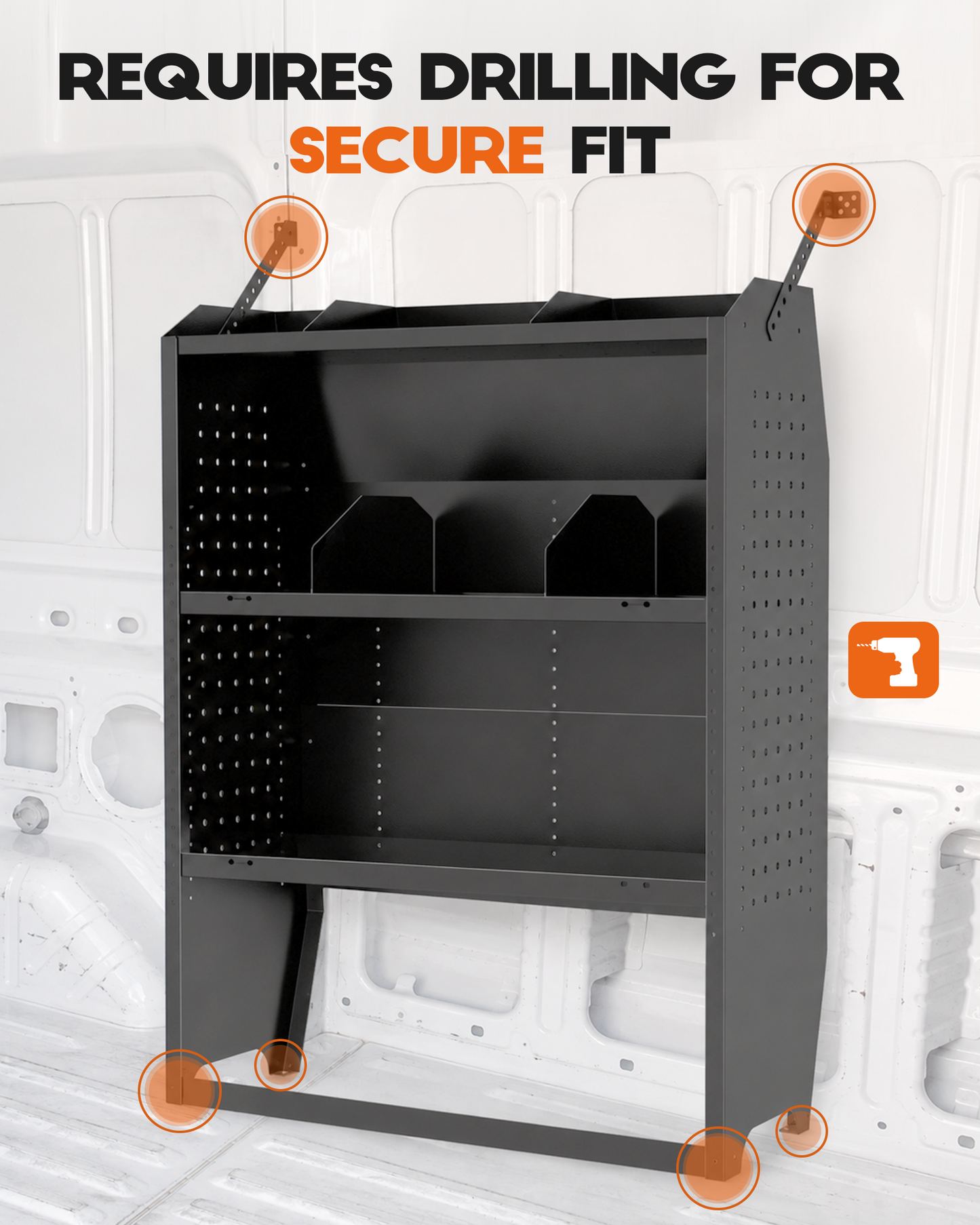 Van Shelving 32" W x 43" H x 13" D Steel Storage System | Fit for NV200, Transit Connect 2014+, Chevy City Express, Promaster City, Cargo Van