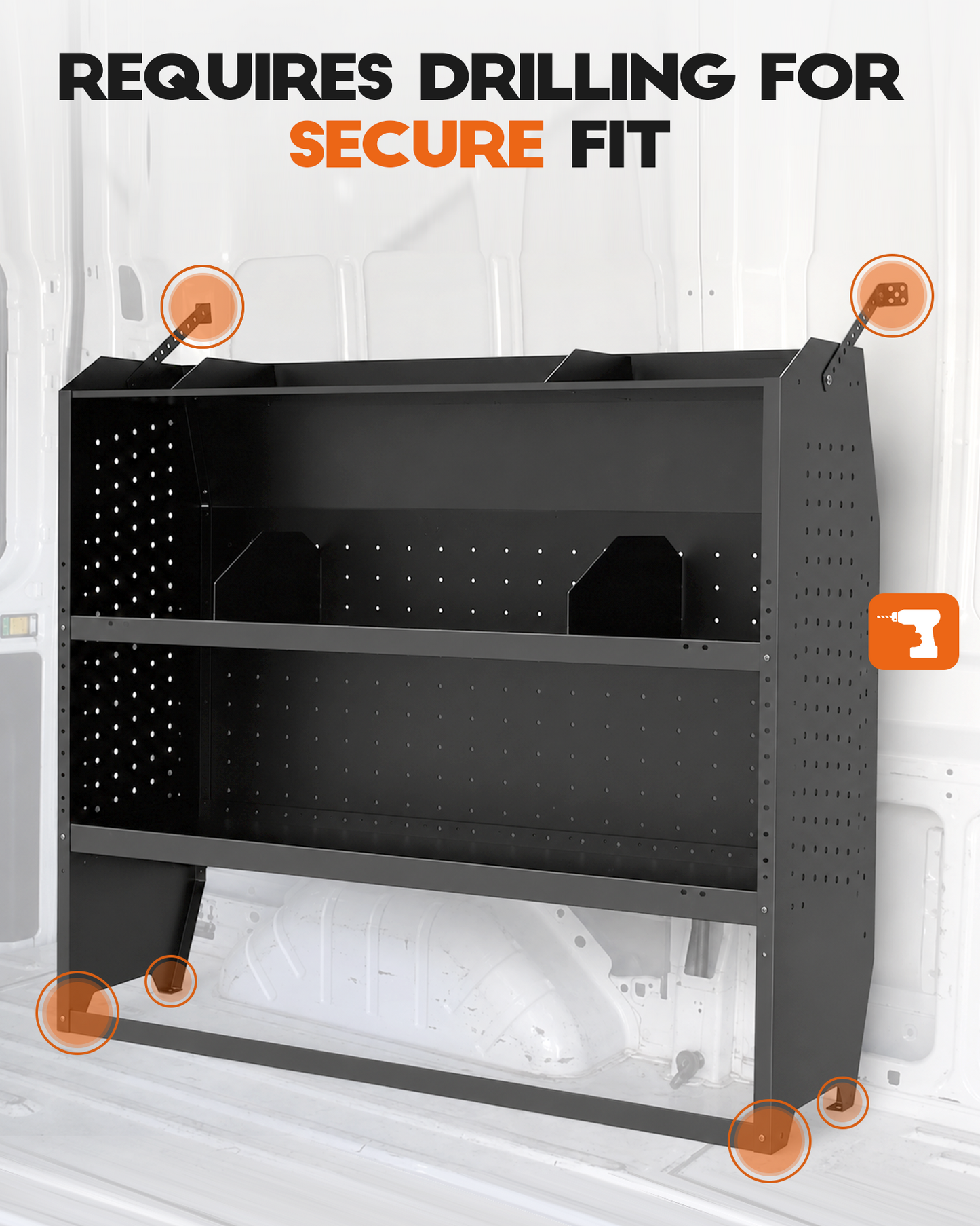 52" W x 43" H x 13" D Van Shelving | Fit for NV200, Transit Connect 2014+, Chevy City Express, Promaster City, Cargo Van Shelving Storage System
