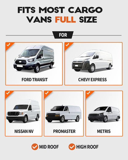 Van Shelving, 52" W x 60" H x 13" D|Fit for Ford Transit, Promaster, Sprinter, Chevy Express, Mid/High Roof, Cargo Van Storage System