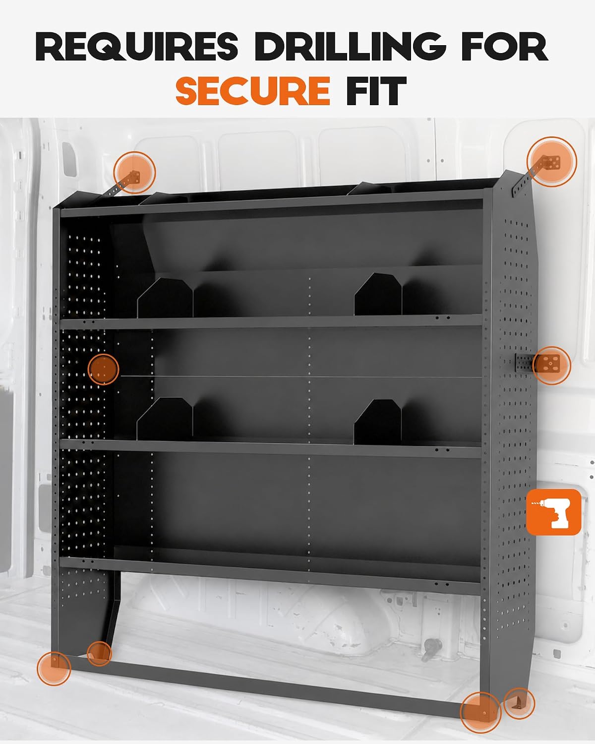 Van Shelving, 52" W x 60" H x 13" D|Fit for Ford Transit, Promaster, Sprinter, Chevy Express, Mid/High Roof, Cargo Van Storage System