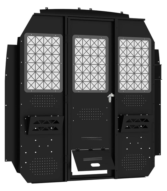 Van Partition Bulkhead for Ford Transit 150 250 350, Medium Roof | Cargo Van Partition with Door & Acrylic Window, Steel, Black