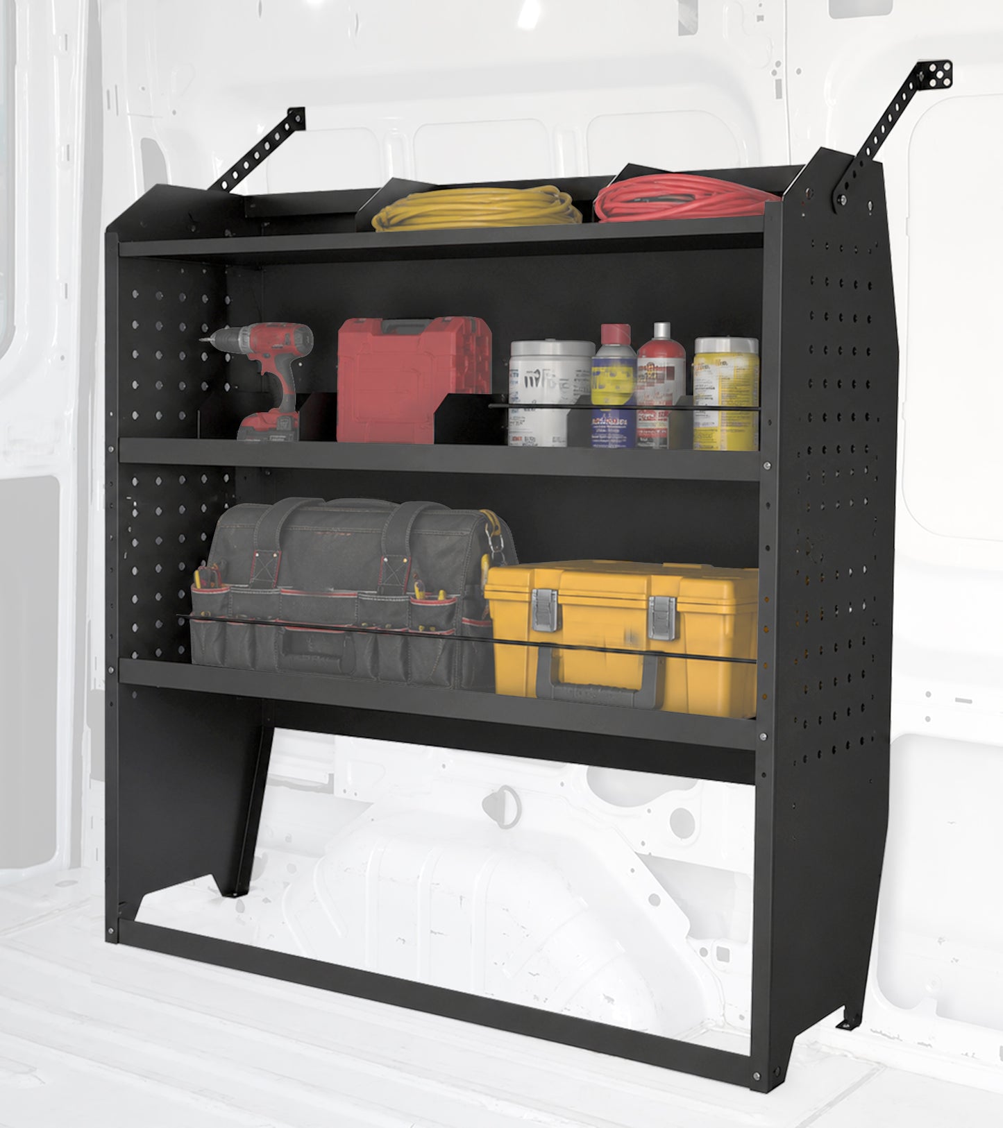 Van Shelving Fit for Ford Transit, RAM ProMaster, Chevy Express, Nissan NV, Sprinter, Low/Mid/High Roof, 42" W x 46" H x 13" D, Steel, Cargo Van Shelving Storage System