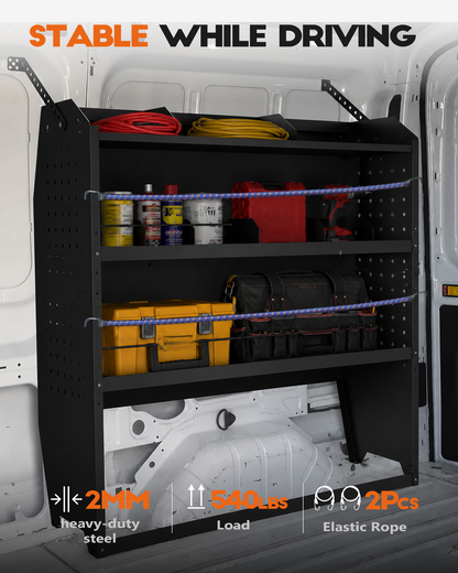 Van Shelving Fit for Ford Transit, RAM ProMaster, Chevy Express, Nissan NV, Sprinter, Low/Mid/High Roof, 42" W x 46" H x 13" D, Steel, Cargo Van Shelving Storage System