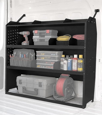 Van Shelving Fit for Ford Transit, RAM ProMaster, Chevy Express, Nissan NV, Sprinter, Low/Mid/High Roof, 52" W x 46" H x 13" D, Steel, Cargo Van Shelving Storage System