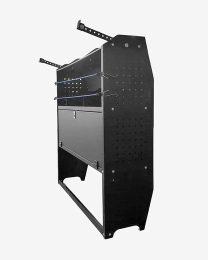 Lockable Van Shelving System with Door Fit for Ford Transit, RAM ProMaster, Chevy Express, Nissan NV, Sprinter, Low/Mid/High Roof, 52" W x 46" H x 13" D, Steel