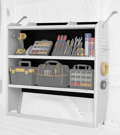 Cargo Van Shelving 42" W x 43" H x 13" D, Light Gray, Low/Mid/High | Fit for Ford Transit Connect, Ram ProMaster City, Nissan NV200, Chevy City Express, Steel, Cargo Van Shelving Storage System