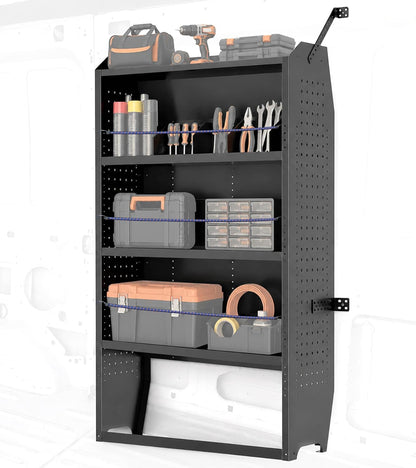 Van Shelving, 32" W x 60" H x 13" D, Mid/High Roof | Fit for Ford Transit, Promaster, Sprinter, Chevy Express, Cargo Van Shelving Storage System