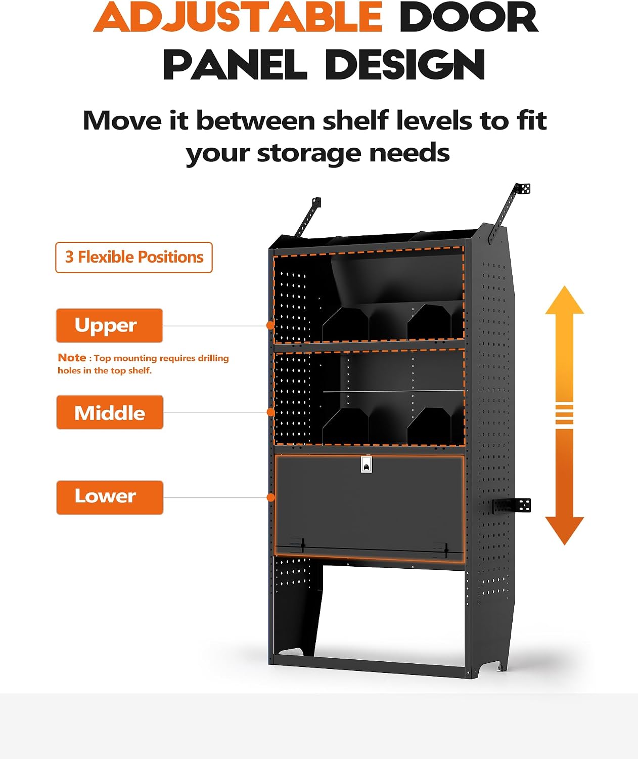 Lockable Van Shelving, 32" W x 60" H x 13" D | Fit for Ford Transit, Promaster, Sprinter, Chevy Express, Mid/High Roof, Cargo Van Shelving Storage System