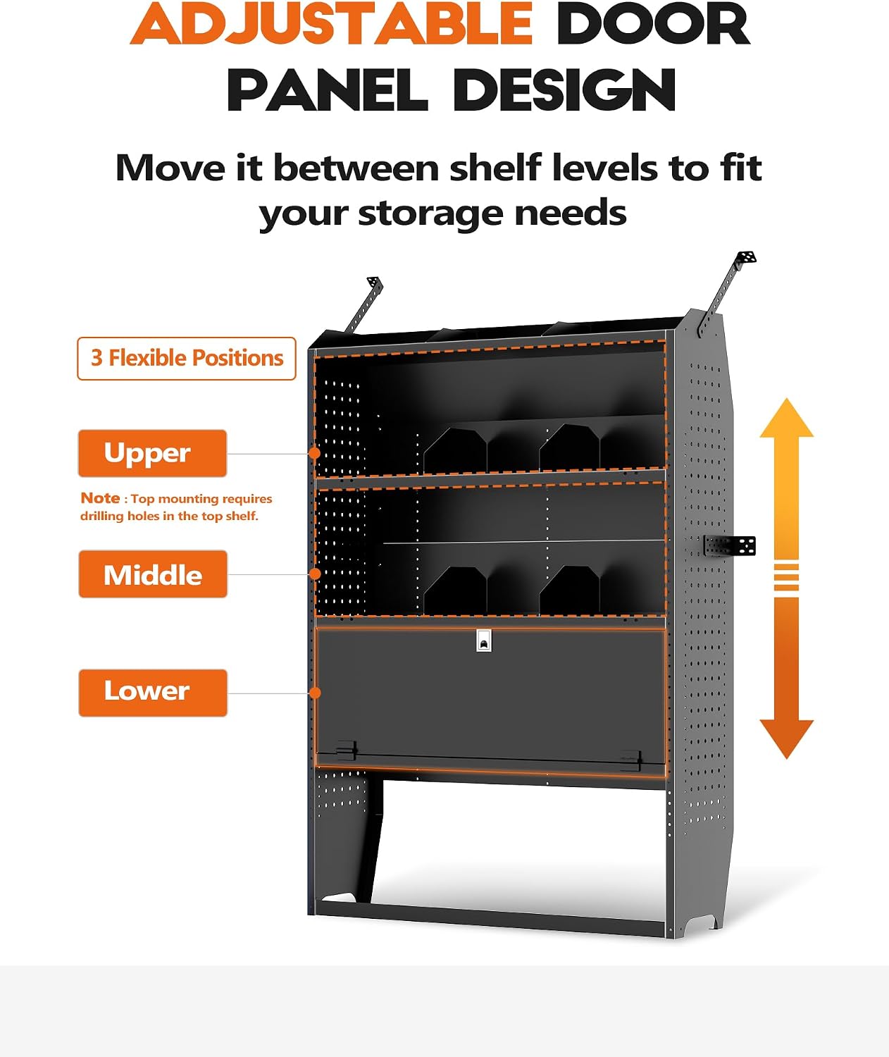 Lockable Van Shelving, 42" W x 60" H x 13" D | Fit for Ford Transit, Promaster, Sprinter, Chevy Express, Mid/High Roof, Cargo Van Storage System