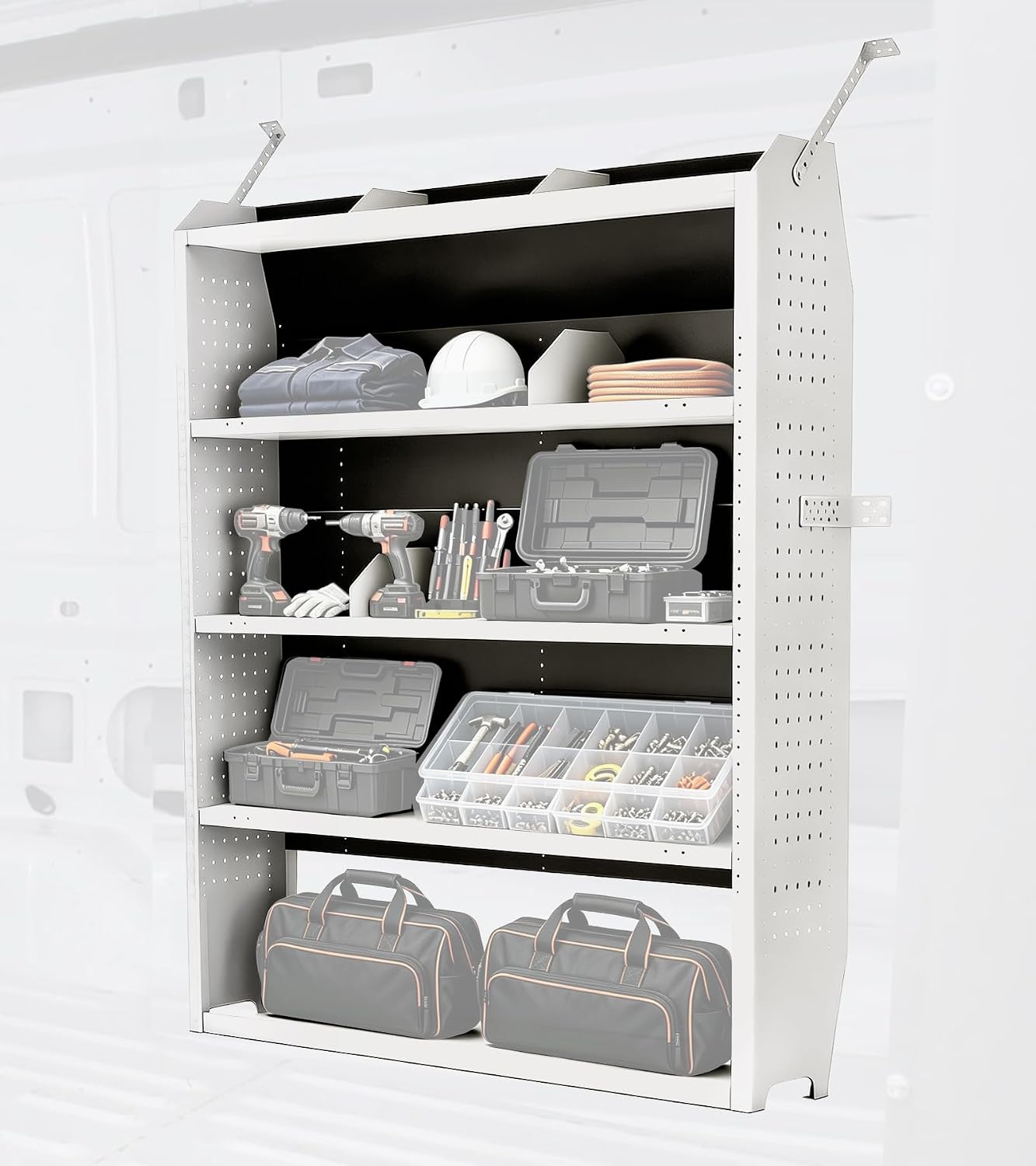 42" W x 60" H x 13" D Van Shelving, Light Gray | Fit for Ford Transit, Promaster, Sprinter, Chevy Express, Mid/High Roof, Cargo Van Shelving Storage System
