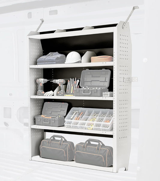 42" W x 60" H x 13" D Van Shelving, Light Gray | Fit for Ford Transit, Promaster, Sprinter, Chevy Express, Mid/High Roof, Cargo Van Shelving Storage System