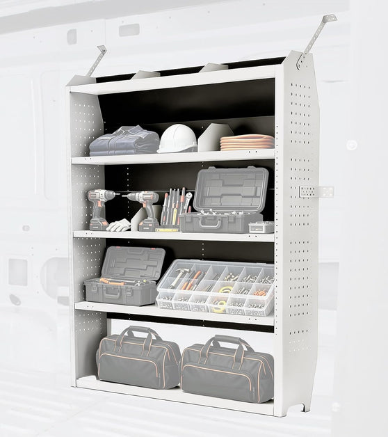42" W x 60" H x 13" D Van Shelving, Light Gray | Fit for Ford Transit, Promaster, Sprinter, Chevy Express, Mid/High Roof, Cargo Van Shelving Storage System