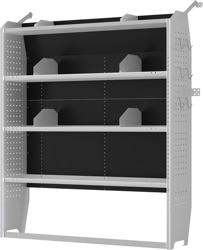 Van Shelving System, Light Gray, 52" W x 60" H x 13" D | Fit for Ford Transit, RAM ProMaster, Chevy Express, Nissan NV, Sprinter, Mid/High Roof, Steel