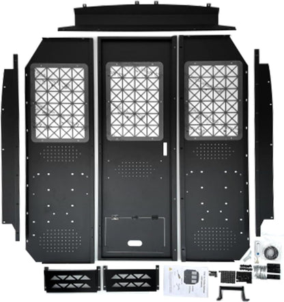 Van Partition Bulkhead for Ford Transit 150 250 350, Medium Roof | Cargo Van Partition with Door & Acrylic Window, Steel, Black