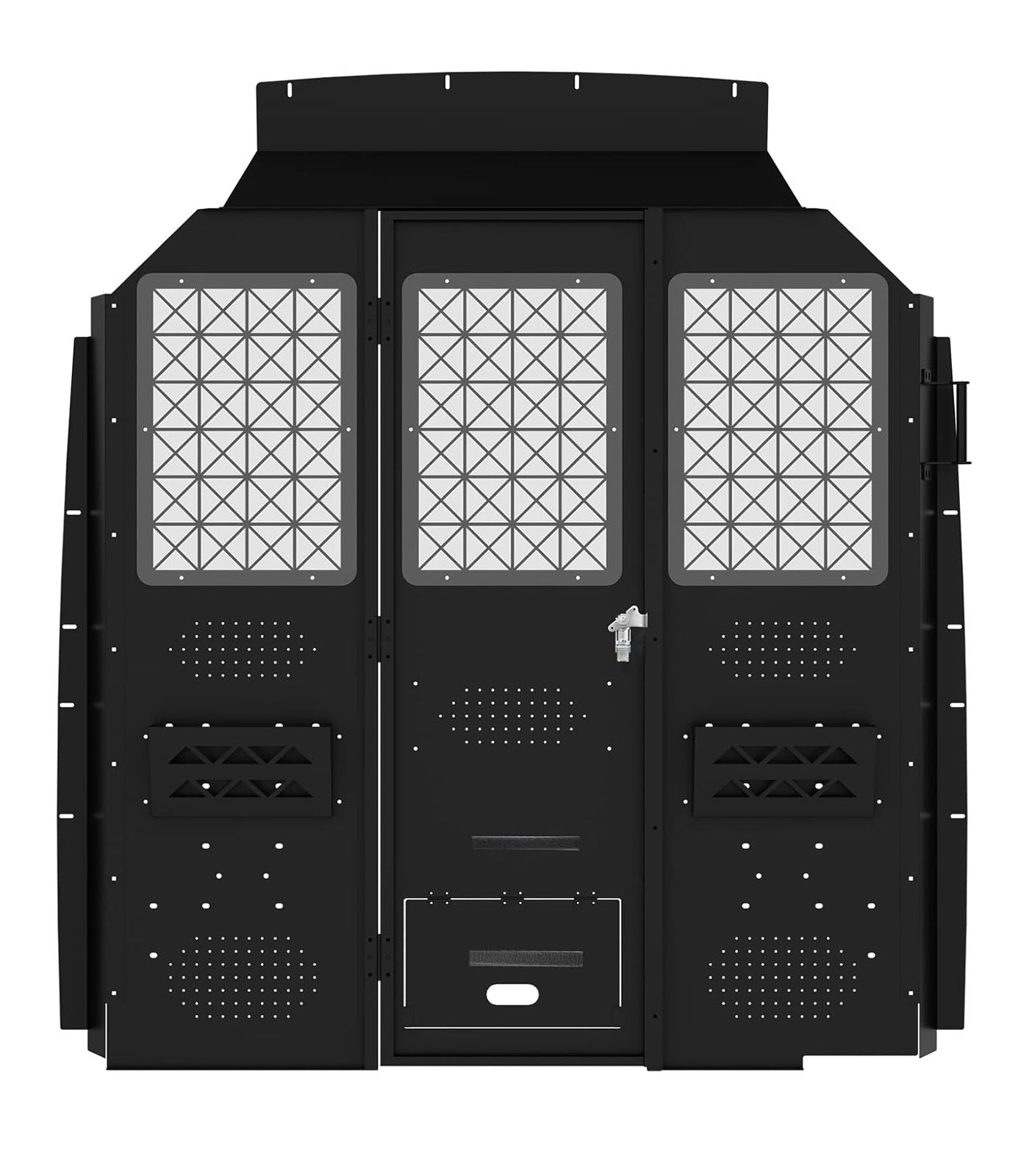 Van Partition Bulkhead Fit for Ford Transit 150 250 350 High Roof | 2014-2026, Security Lock Door & Acrylic Window, Steel, Black